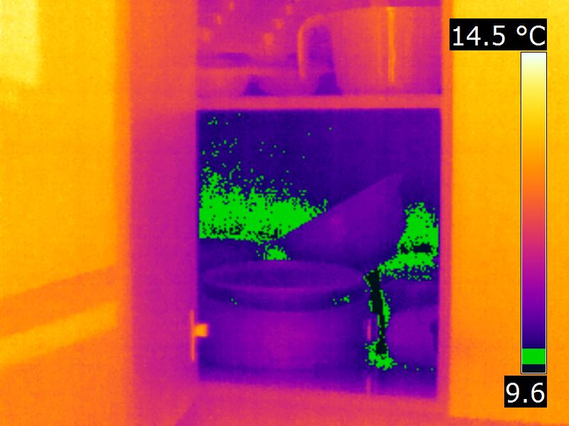 Infrared detected leak inside cupboard (1)